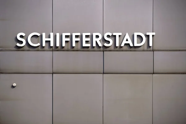 Schifferstadt Estación Central Placa Nombre Ciudad Schifferstadt Fachada Chapa Metálica —  Fotos de Stock