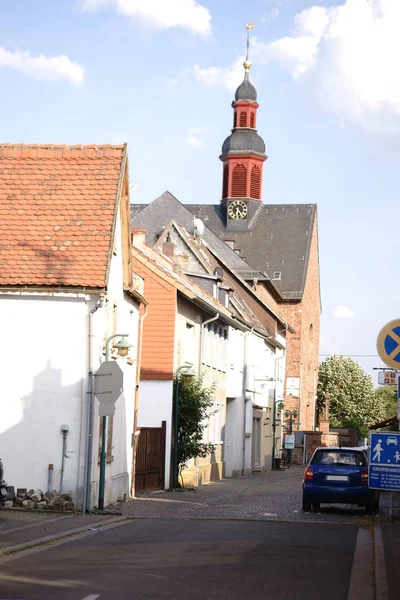 Church Eddersheim Clock Tower Steeple Catholic Church Martin Eddersheim — Stock Photo, Image