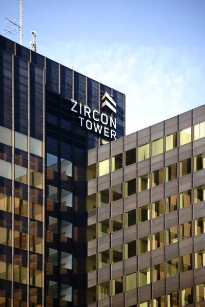 Zircon Tower Fachada Vidrio Espejado Del Moderno Rascacielos Edificio Oficinas — Foto de Stock