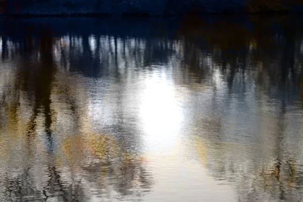 Arbres Automne Réfléchis Eau Réflexions Abstraites Gradients Couleur Des Arbres — Photo