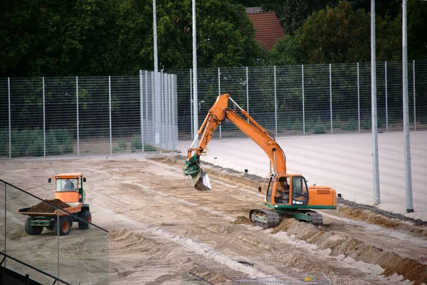 Construction Site Training Fields Excavated Construction Site Construction New Football — Stock Photo, Image