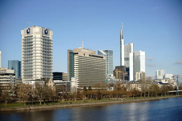 Wolkenkratzer Main Frankfurt Das Hotel Intercontinental Der Union Investment Wolkenkratzer — Stockfoto