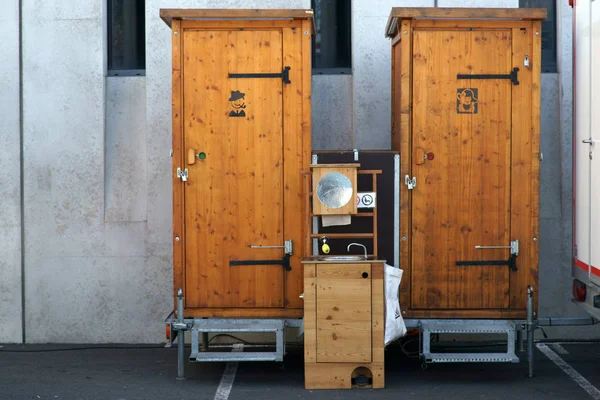 Camping Toilets Made Wood Wooden Transportable Camping Toilets Sink — Stock Photo, Image