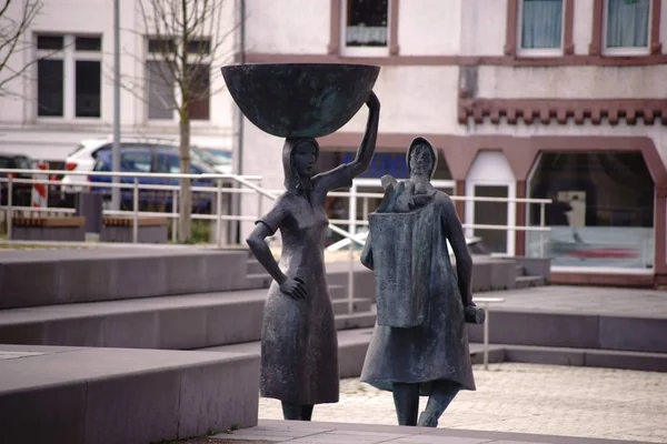 Sculpture Shoe Saleswoman Pirmasens Sculpture Shoe Sellers Joseph Krekeler Square Stock Photo