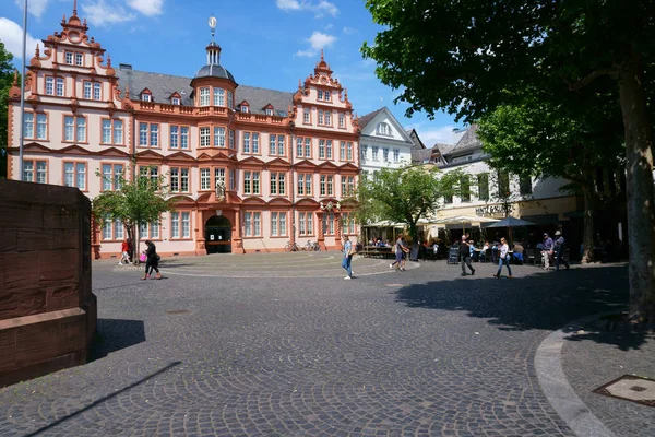 Café Centro Mainz Peatones Transeúntes Así Como Visitantes Restaurantes Hintz —  Fotos de Stock