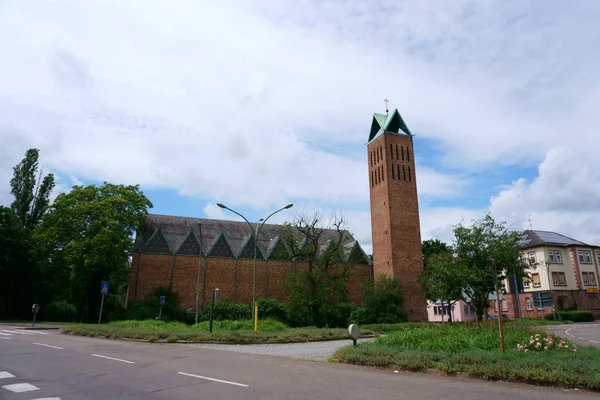Christ Church Hanau Hanau Daki Christuskirche Nin Kule Bitişik Binaları — Stok fotoğraf