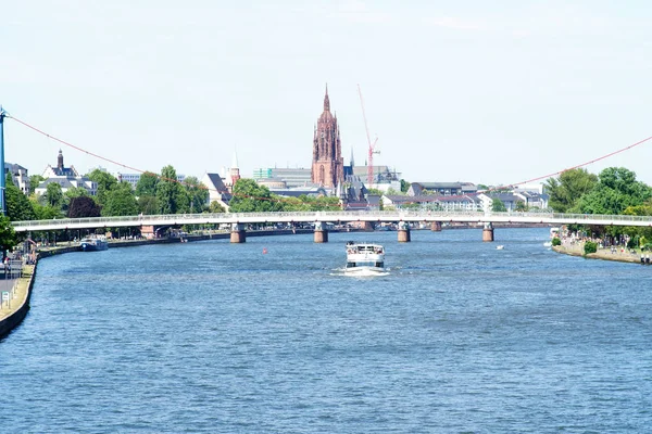 Panorama River Hlavní Frankfurt Nad Řekou Main Frankfurtu Katedrálou Starým — Stock fotografie