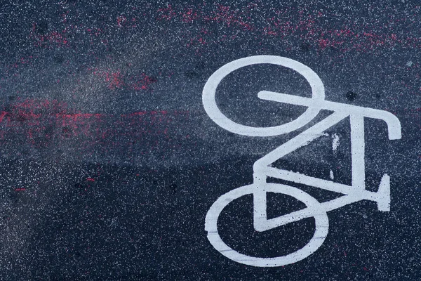 Marcação Faixa Bicicleta Vista Superior Sobre Marcação Estrada Símbolo Uma — Fotografia de Stock