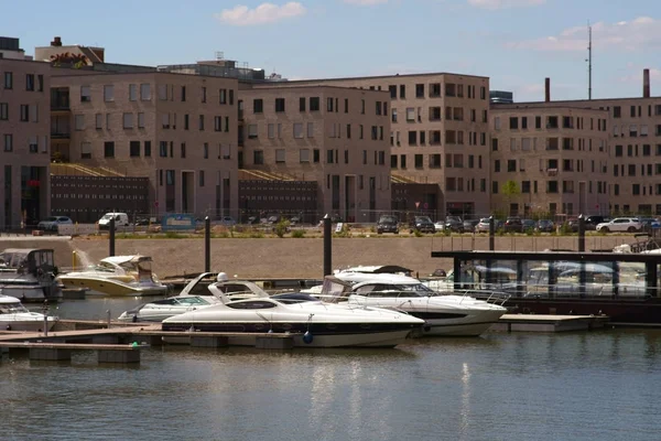 Marina Zollhafen Mainz Ein Yachthafen Und Binnenhafen Zollhafen Mainz Mit — Stockfoto