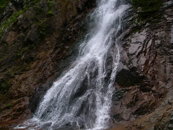 Waterval Bergen Een Berg Rivier Met Een Waterval — Stockfoto