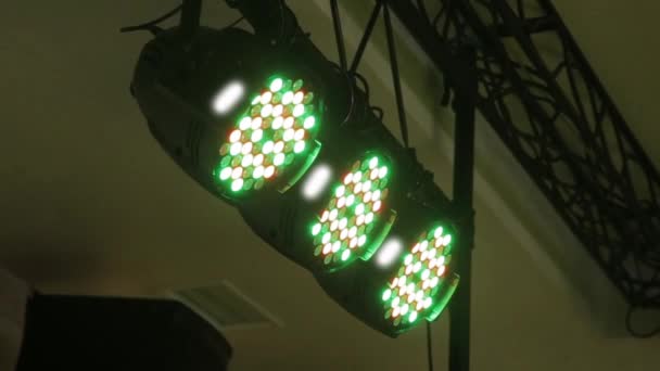Three Fixed Spotlights Change Color Scheme — Stock Video