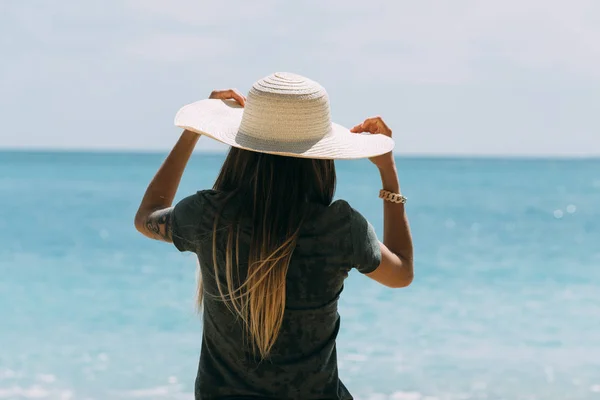 Girl Hat Beach Royalty Free Stock Images