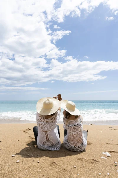 Girls Couple Beach Stock Image