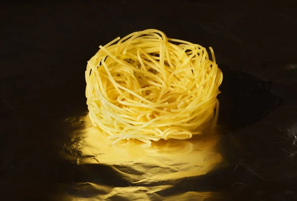 Dry Thin Ribbons Dry Pasta Called Angel Hair Pasta One — Stock Photo, Image