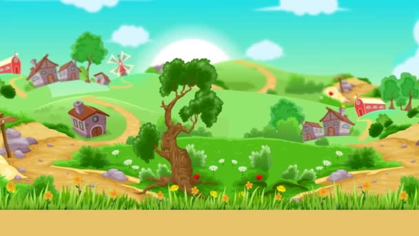 Cartoon Village Fairy Tale — Stock Video