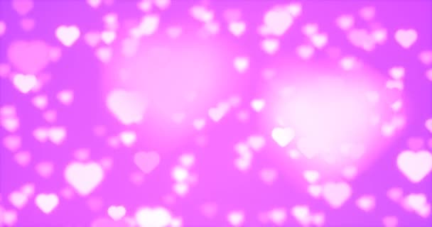 ピンクの心を飛んでいます 聖バレンタインの日 結婚記念日 結婚式のプレゼンテーションや招待状のロマンチックなアニメーションの背景 シームレスなループ — ストック動画
