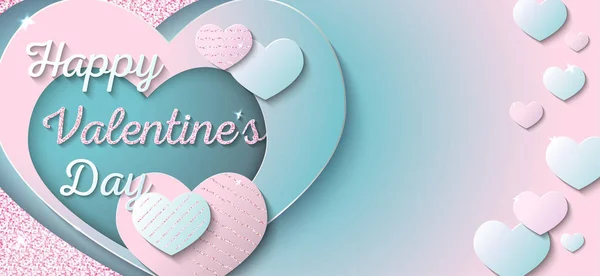 Happy Valentines Day Ilustracja Wektorowa Powitanie Karty Zaproszenia Szablon Transparent — Wektor stockowy