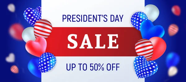 Presidents Day Sale Vector Illustration Balloons Colored Usa Flag Red — Stock Vector