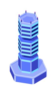 Fütüristik bina. İyometrik illüstrasyon