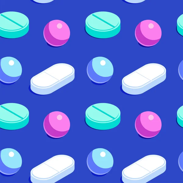 Patrón inconsútil colorido con pastillas — Vector de stock