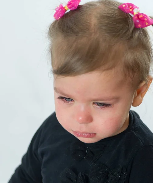 Portret dziewczyny płacz blond zielone oczy — Zdjęcie stockowe