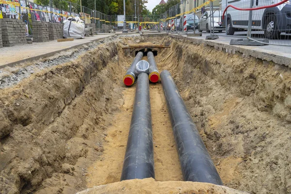 Repair of city water supply.  New modern technologies of urban engineering networks. City Water Pipeline