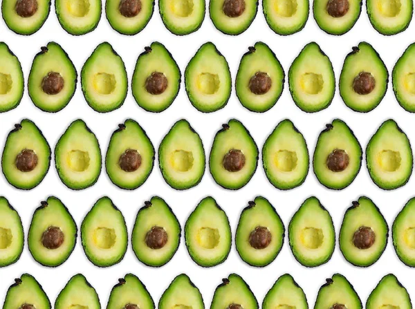 Grüne Avocado Muster Auf Isoliertem Hintergrund Ansicht Von Oben Pop — Stockfoto