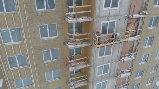 High Rise Builders Working Construction Apartment Building — Stock Video