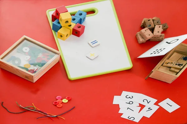 Nursery School Preschool Learn Numbers Fine Motor Skills Classroom — Stock Photo, Image