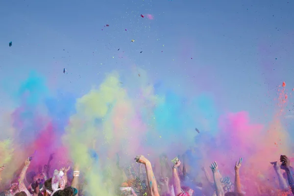 Coulor Run Event Chalk Powder Air Stock Photo