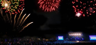 piroteknik renkli gökyüzü gece havai fişek patlama