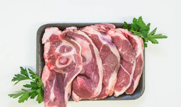 Mutton lamb meat cut pieces from half a lamb chop loin