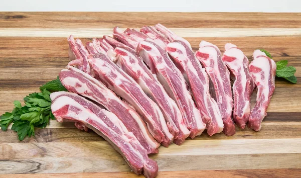 Mutton lamb meat cut pieces from half a lamb ribs