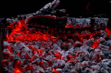 Bir barbekü ahşap günlükleri rüzgar üfleme ısı