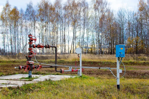 oil rocking in the field in the fall. Russia. republic of bashkortostan. Rosneft, Bashneft, background of blue sky in the summer