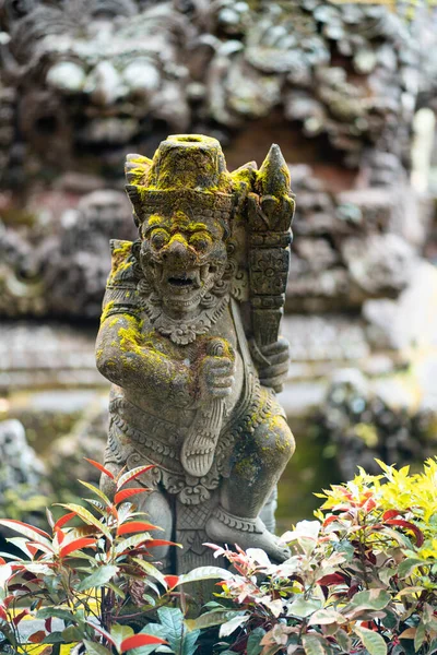 Estátua Pedra Divindade Cercada Por Vegetação Ilha Bali Indonésia — Fotografia de Stock