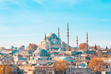 23.10.2019 İstanbul, Türkiye. İstanbul sonbahar manzarası ve tarihi Ayasofya tapınağı. Boşluğu kopyala.