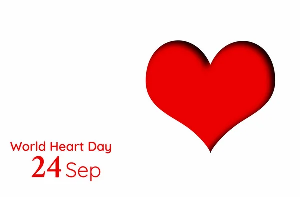 Красное Сердце Белом Фоне Сообщение Концепция Всемирного Дня Сердца Сентября — стоковое фото