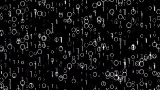 Digital Upstream Binary Cloud Data Video Background Loop Zeros Digitais — Vídeo de Stock