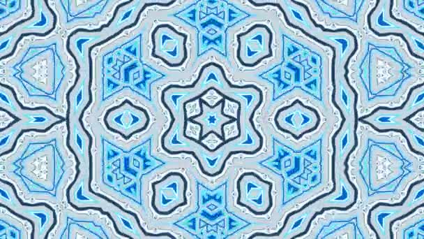 Kaleidoscope Colorfun Blue Kaleidoscopic Video Background Loop Uma Beleza Ornamental — Vídeo de Stock