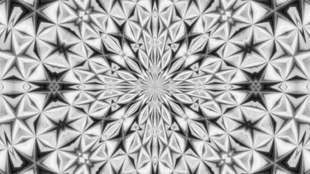 Kaleidoskop Schwarz Weißer Monochromer Spiegeltextur Video Hintergrundschleife Ein Hochdetailliertes Sternartiges — Stockvideo