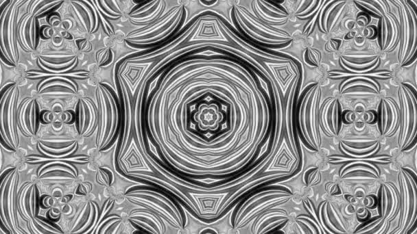 Kaleidoskop Schwarzweiß Monochrom Kaleidoskopisches Muster Video Hintergrundschleife Sehr Detaillierter Kaleidoskopischer — Stockvideo