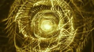 Thornz altın / / 4 k Psychedelic model organik Video arka plan döngü. Dikenler veya dikenli tel benzer organik hızlı geçişin altın şekiller oynadığı bir excentric video döngü.
