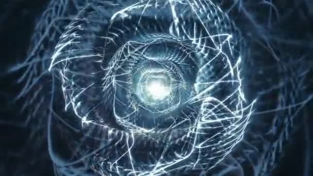 桑茨蓝 独特的幻想模式视频背景循环 一个兴奋的视频循环 由有机快速变形的蓝色形状 类似于刺或带刺的电线 — 图库视频影像