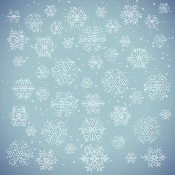 Weiße Schneeflocken Auf Blau Winterlicher Hintergrund — Stockvektor