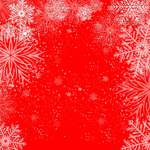 Weiße Schneeflocken Auf Rot Winterlicher Hintergrund — Stockvektor