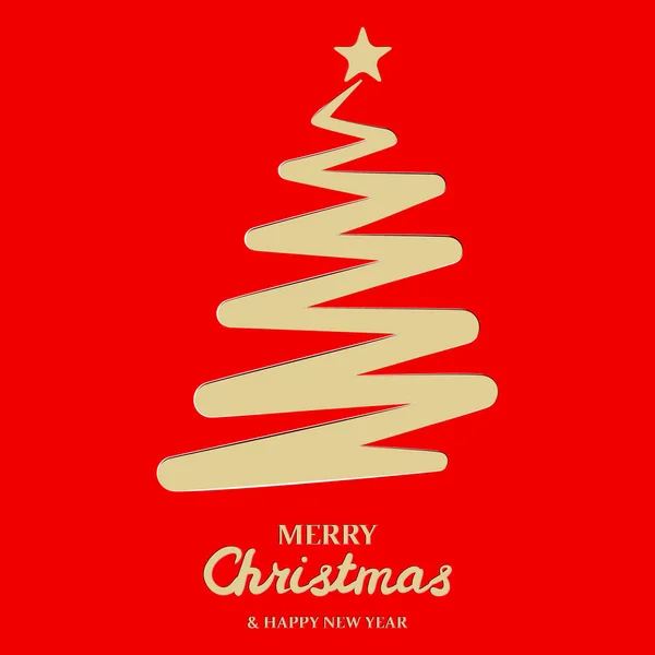 Albero Natale Stilizzato Sfondo Rosso Albero Natale Carta Buon Natale — Vettoriale Stock