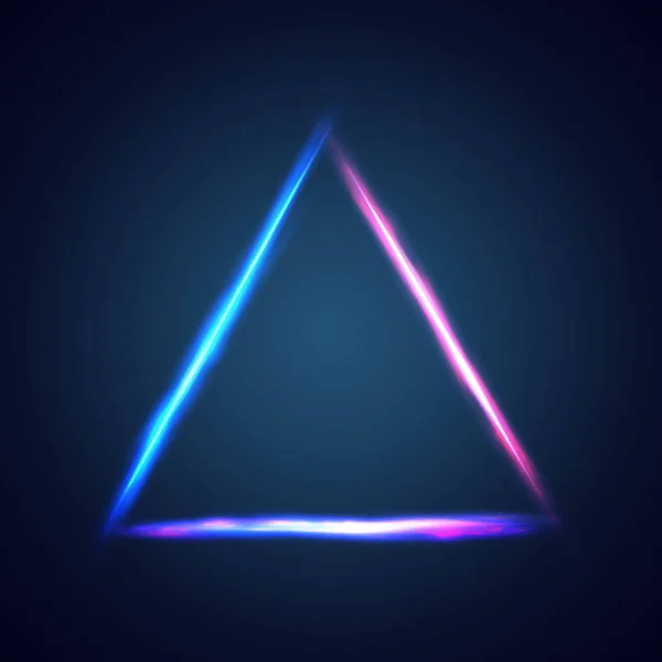 Trojúhelník Rám Neon Zářící Světle Modré Růžové Prostorem Pro Váš — Stockový vektor