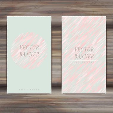 Vektör broşürü ahşap masa arka plan üzerinde. metin bir daire içinde. pembe mavi çizgili Tema