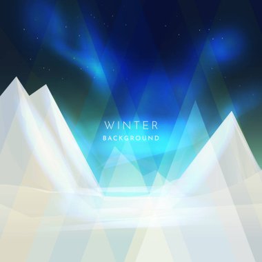 bir kış manzarası ile aurora borealis Illustration. Kış 
